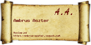 Ambrus Aszter névjegykártya